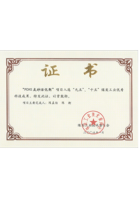 2005年1月PCAS灰砂活化劑獲“九五、十五”科技成果獎(jiǎng)